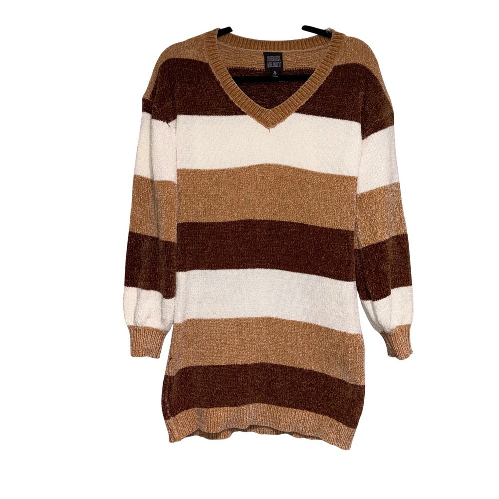 Cozy Striped Chenille V-Neck Derek Heart Tunic Sweater